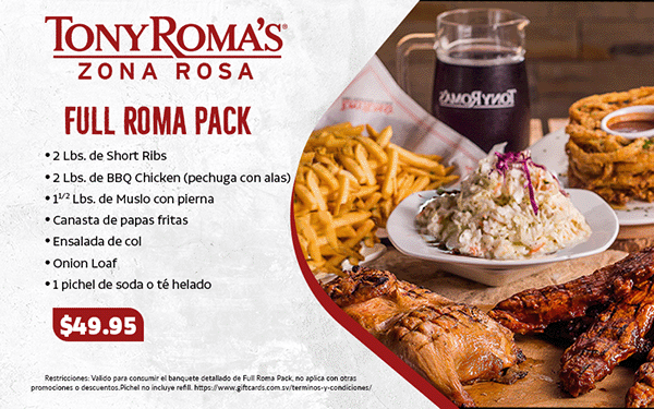 Tony Romas Zona Rosa - Full Roma Pack